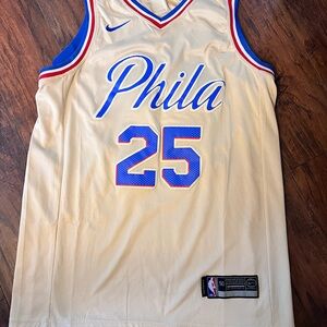 Nike Ben Simmons Cream Jersey with Blue and Red Trim